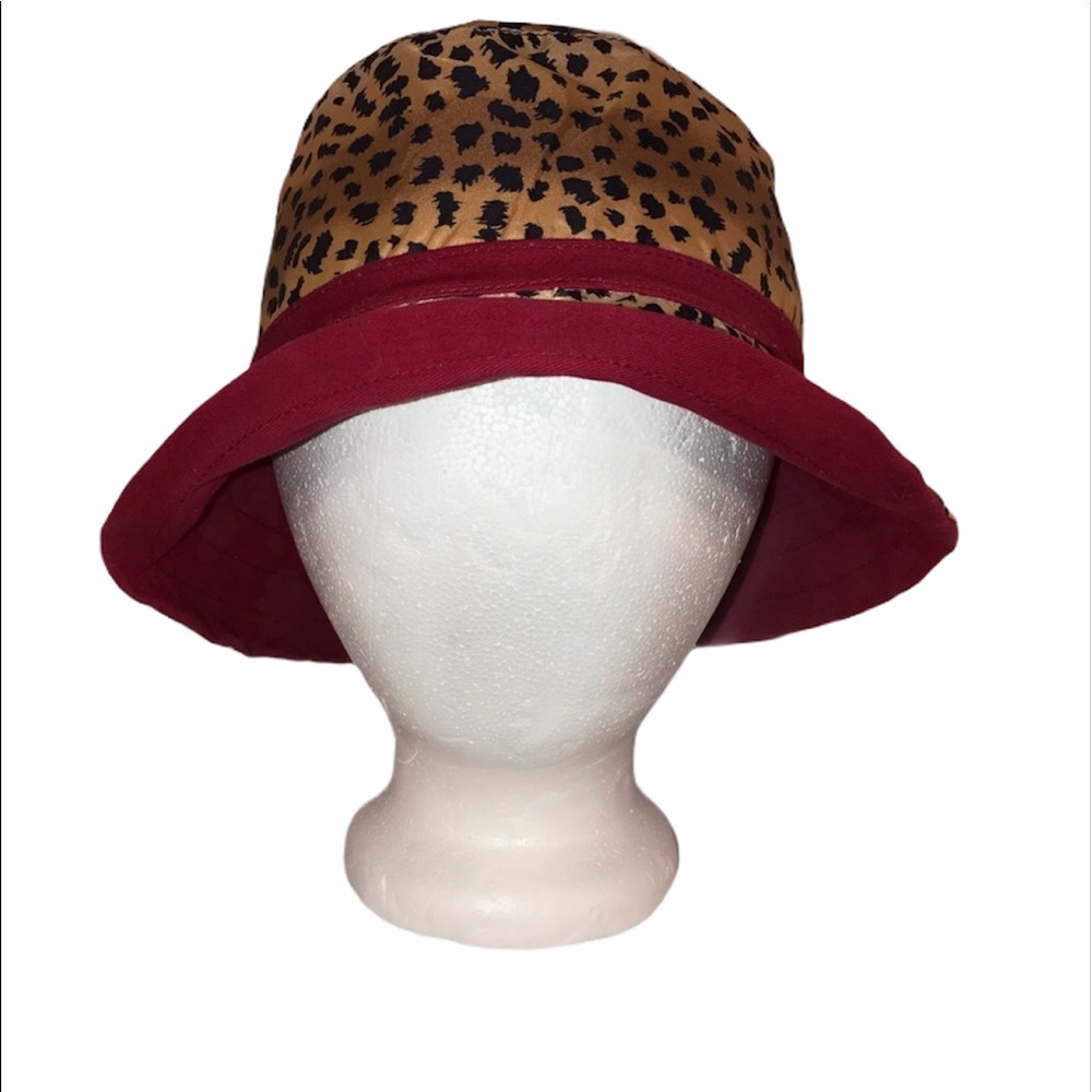 Reversible Red & Leopard Print Bucket Hat